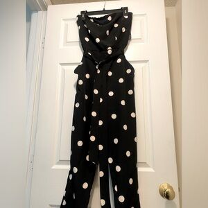 NY&CO Stretch Polka-Dot Sleeveless Jumpsuit